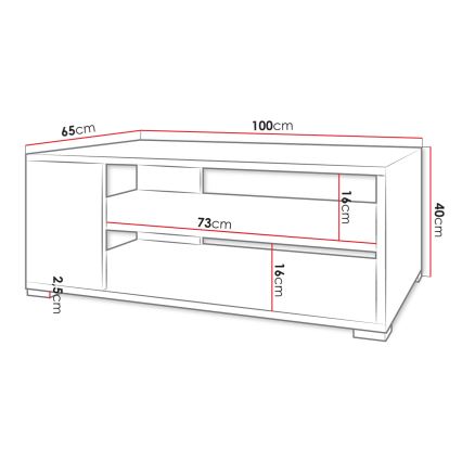 Kavos staliukas GIMREN 40x100 cm, baltas
