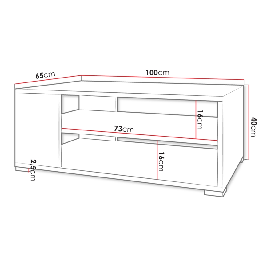 Kavos staliukas GIMREN 40x100 cm, baltas