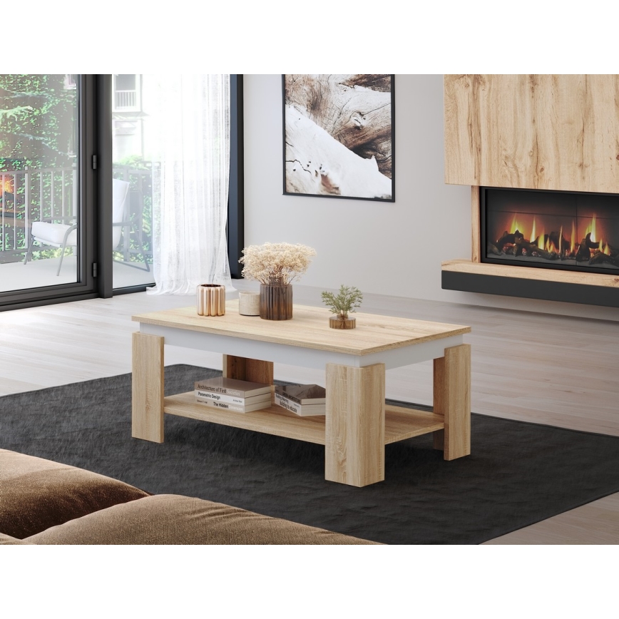 Kavos staliukas LUNO Sonoma ąžuolas/balta