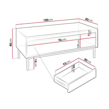 Kavos staliukas OZMI 40x100 cm juodas