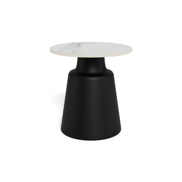 Kavos staliukas SANTORINI, skersmuo 45 cm, balta/juoda/keramika