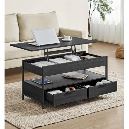 Kavos staliukas su pakeliama viršutine plokšte NYRO, juodas