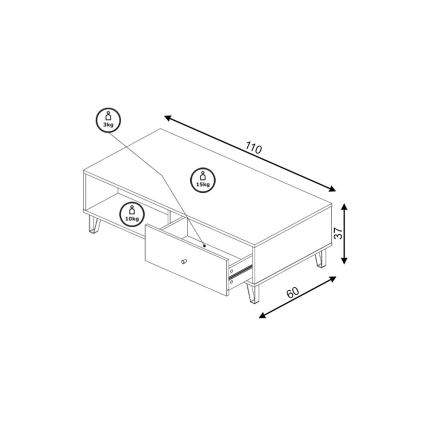 Kavos staliukas SULA Artisan ąžuolas/balta