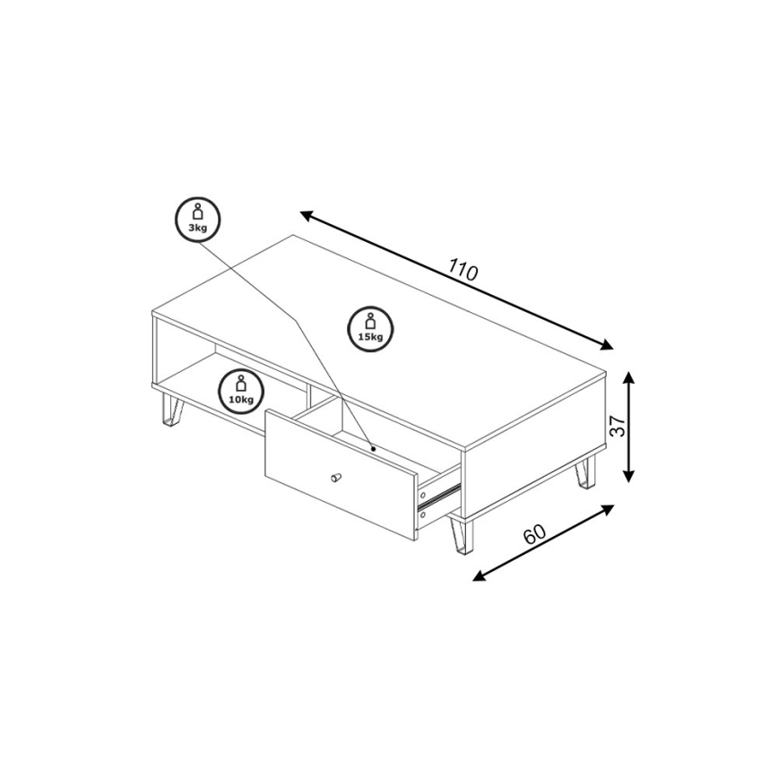 Kavos staliukas SULA Artisan ąžuolas/balta
