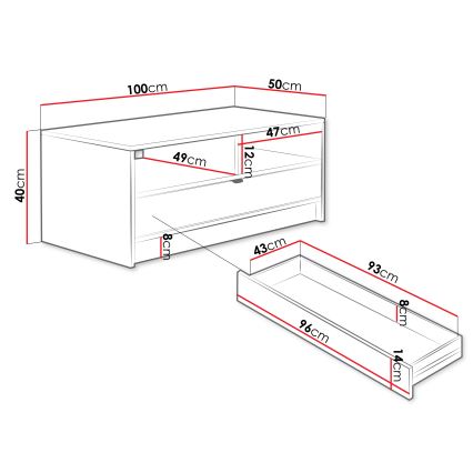 Kavos staliukas TIRENO 40x100 cm juodas
