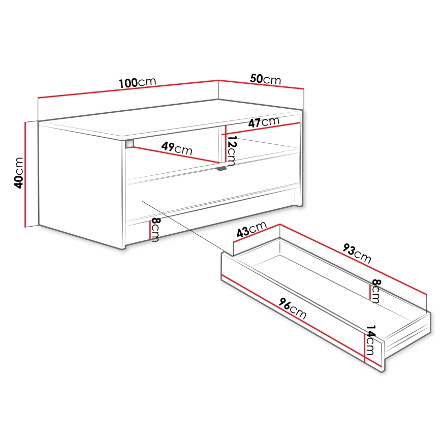 Kavos staliukas TIRENO 40x100 cm juodas