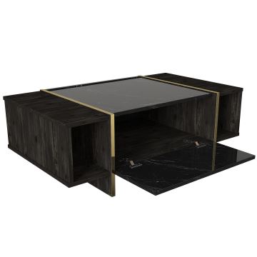 Kavos staliukas VEYRON 37,3x103,8 cm juodas/auksinis