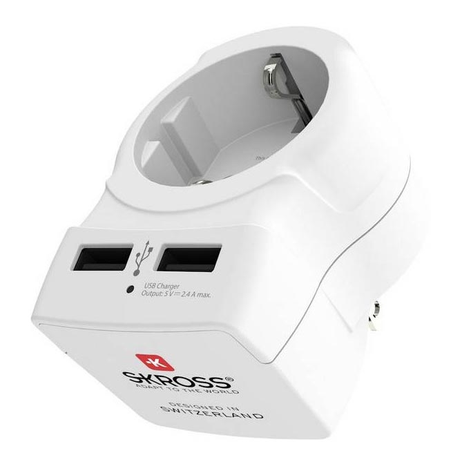 Kelionės adapteris JAV 230V + 2x USB prievadai