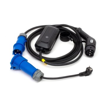 Kelioninė elektromobilių įkrovimo stotelė EV/PHEV AC Tipas 2 32A/230V 7,4kW IP55 5m + adapteris 230V 3,7kW + dėklas