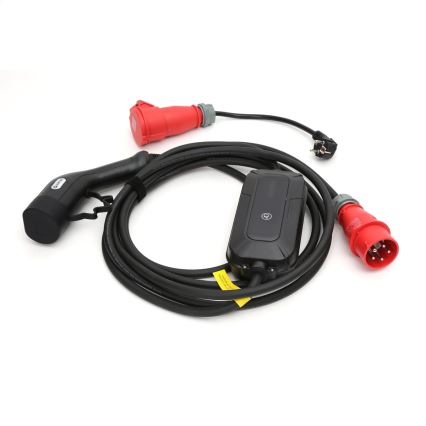 Kelioninė įkrovimo stotelė elektromobiliams EV/PHEV AC Type 2 32A/400V 22kW IP55 5m + adapteris 230V 3,7kW + dėklas