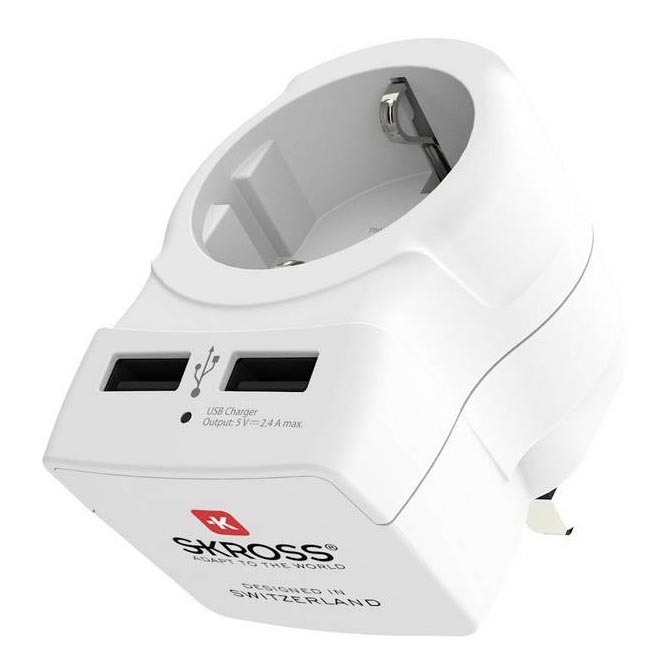 Kelioninis adapteris JK 230 V + 2x USB prievadai