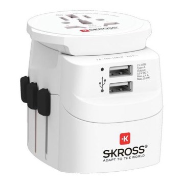 Kelioninis adapteris PRO Light USB 2 A - Pasaulinis, UK+USA+AUS/CN 2 x USB-A 12 W