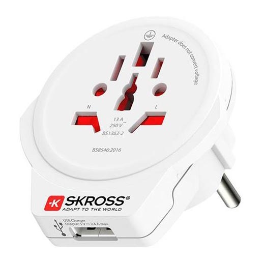 Kelioninis Europos USB adapteris užsieniečiams Čekijoje, USB-A 12W, E/F tipo