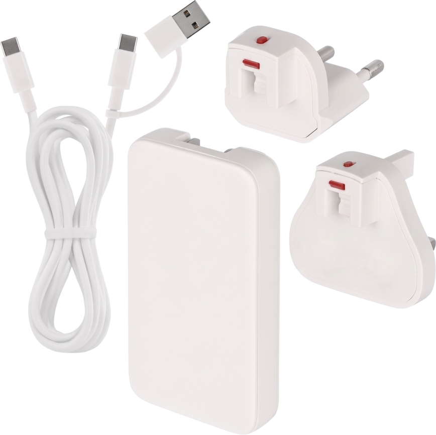Kelioninis GaN adapteris su keičiamais USB kištukais 100-250V
