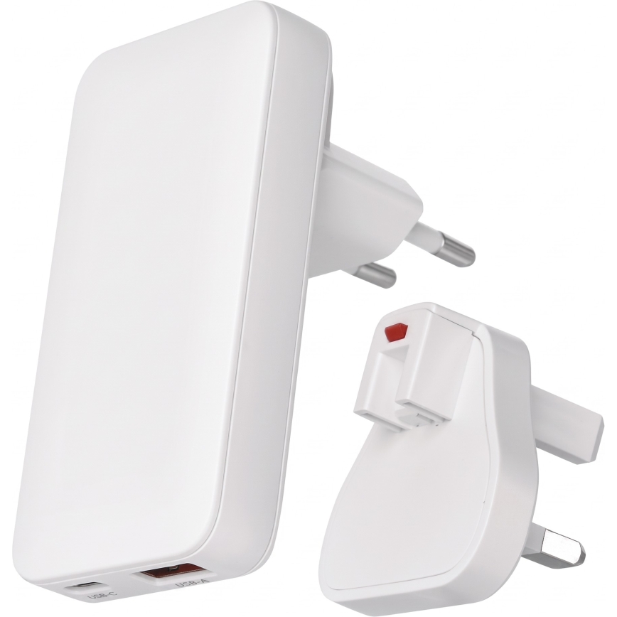 Kelioninis GaN adapteris su keičiamais USB kištukais 100-250V