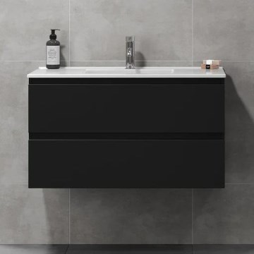 KENWOOD moderni vonios spintelė su integruotu praustuvu, 91 x 50 x 45 cm, juoda