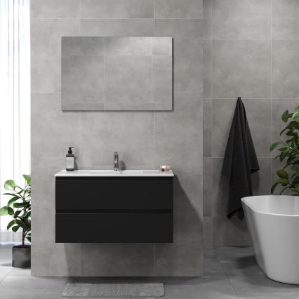 KENWOOD moderni vonios spintelė su integruotu praustuvu, 91 x 50 x 45 cm, juoda