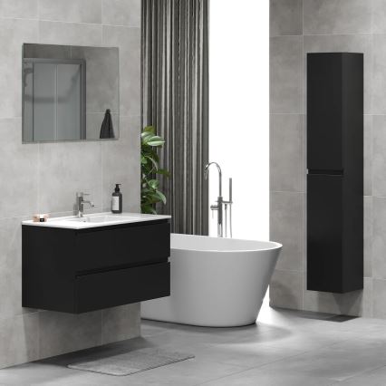 KENWOOD moderni vonios spintelė su integruotu praustuvu, 91 x 50 x 45 cm, juoda