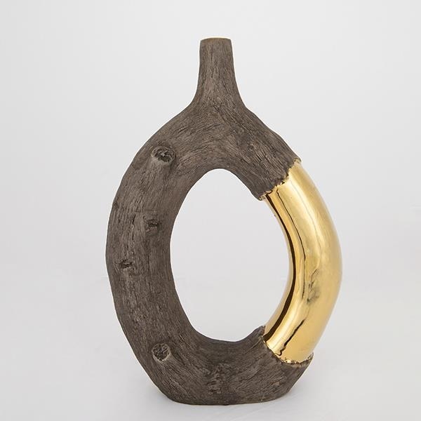 Keraminė vaza 38,5x26,5x9,5 cm ruda/auksas