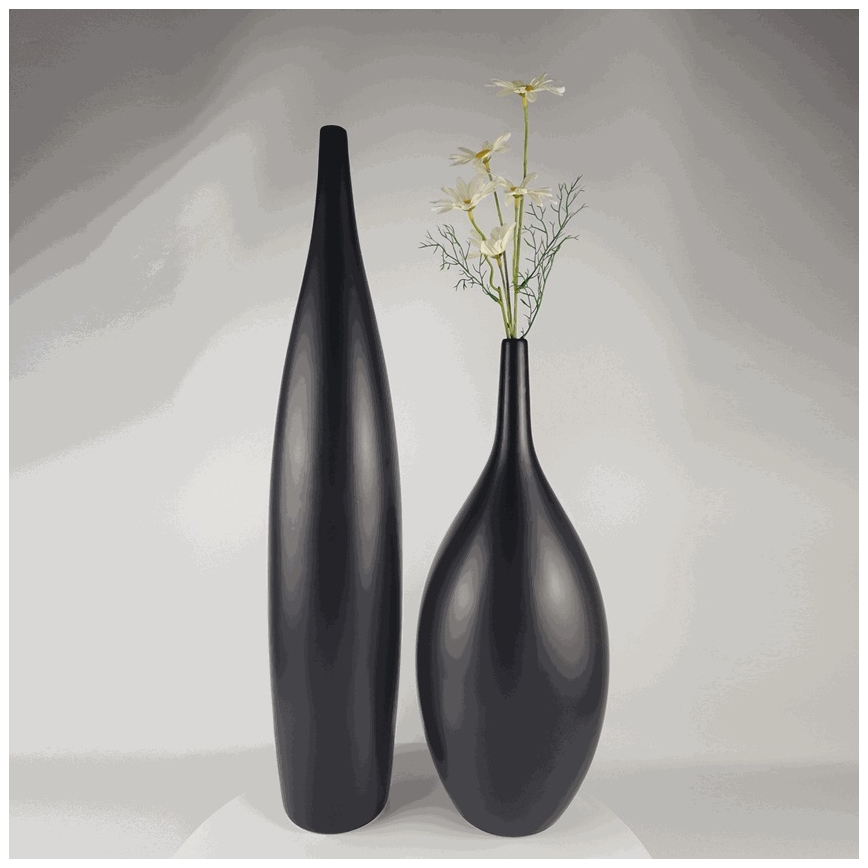 Keraminė vaza 70 cm matinė juoda