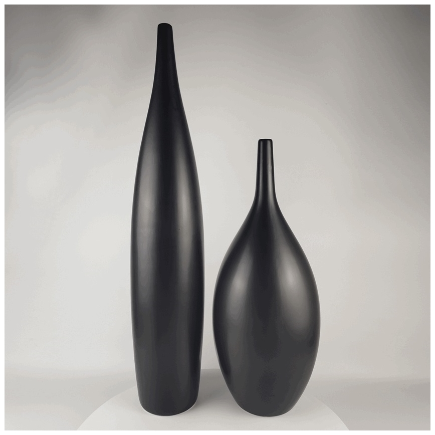 Keraminė vaza 70 cm matinė juoda