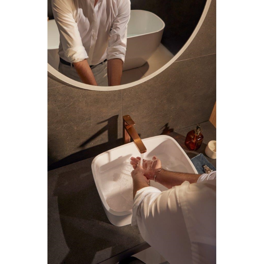 KFA Armatura 4522-712-34 - Praustuvo maišytuvas su išleidimo ventiliu MALAGA 30,3 cm rožinio aukso