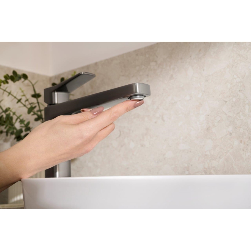 KFA Armatura 4522-712-61 - praustuvo maišytuvas su MALAGA 30,3 cm išleidimo vožtuvu, metalinės pilkos spalvos