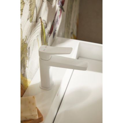 KFA Armatura 4522-815-44 - Praustuvo maišytuvas + išleidimo vožtuvas MALAGA 15,9 cm baltas