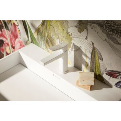 KFA Armatura 4522-815-44 - Praustuvo maišytuvas + išleidimo vožtuvas MALAGA 15,9 cm baltas