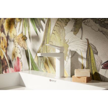 KFA Armatura 4522-815-44 - Praustuvo maišytuvas + išleidimo vožtuvas MALAGA 15,9 cm baltas