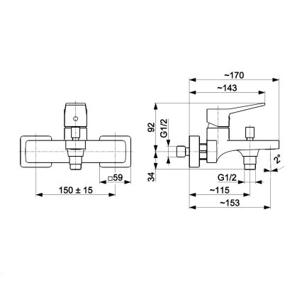 KFA Armatura 4524-010-81 - Vonios maišytuvas MALAGA juodas