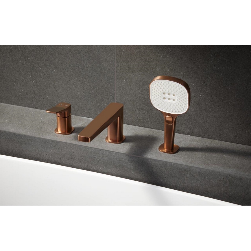 KFA Armatura 4525-210-34 - Trijų skylių vonios maišytuvas MALAGA rožinio aukso