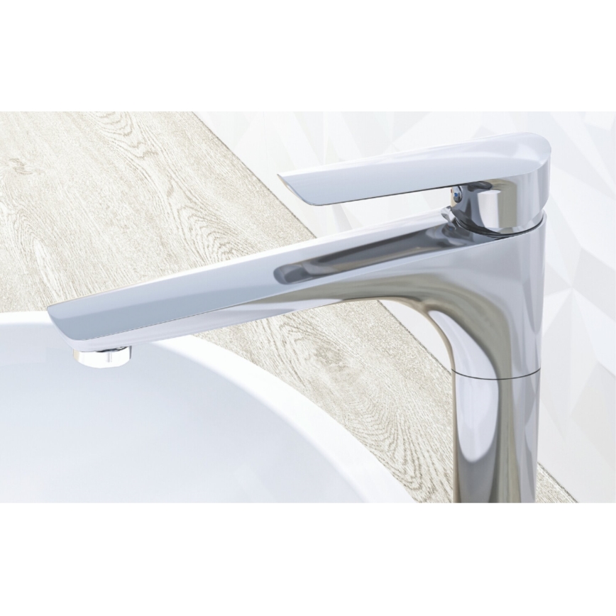 KFA Armatura 5022-712-00 - Praustuvo čiaupas + kriauklės nuotekų sistema su pertekliumi TANZANIT 28,4 cm blizgus chromas
