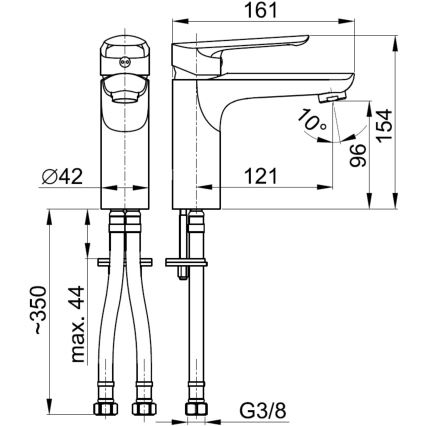 KFA Armatura 5022-815-00 - Praustuvo čiaupas + kriauklės nuotekų sistema su pertekliumi TANZANIT 15,4 cm blizgus chromas