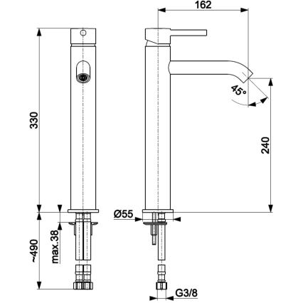 KFA Armatura 5032-612-31 - Praustuvo čiaupas + kriauklės nuotekų sistema su pertekliumi MOZA 33 cm grindys auksas