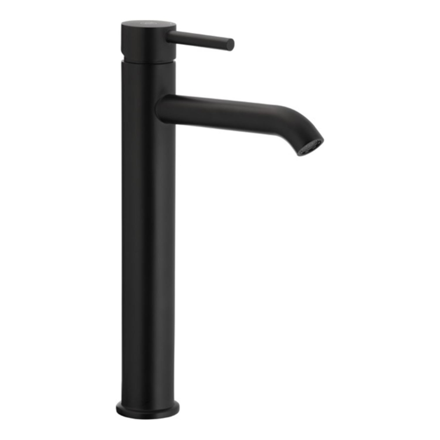KFA Armatura 5032-612-81 - Praustuvo čiaupas + kriauklės nuotekų sistema su pertekliumi MOZA 33 cm matinė juoda