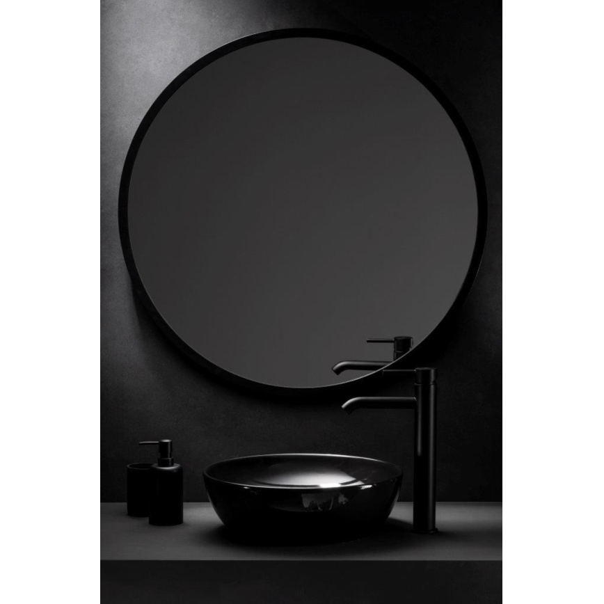 KFA Armatura 5032-612-81 - Praustuvo čiaupas + kriauklės nuotekų sistema su pertekliumi MOZA 33 cm matinė juoda