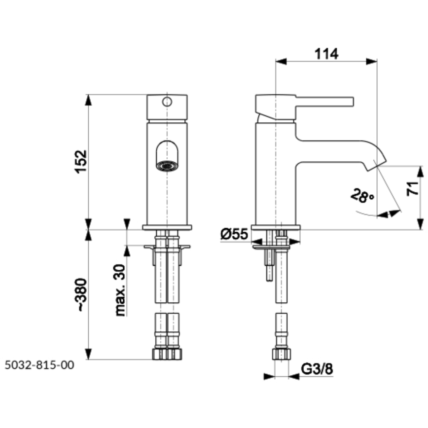 KFA Armatura 5032-815-00 - Praustuvo čiaupas + kriauklės nuotekų sistema su pertekliumi MOZA 15,2 cm blizgus chromas