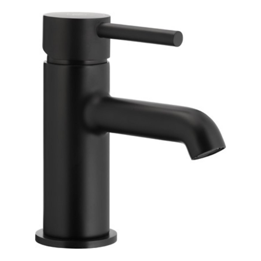 KFA Armatura 5032-815-81 - Praustuvo čiaupas + kriauklės nuotekų sistema su pertekliumi MOZA 15,2 cm matinė juoda