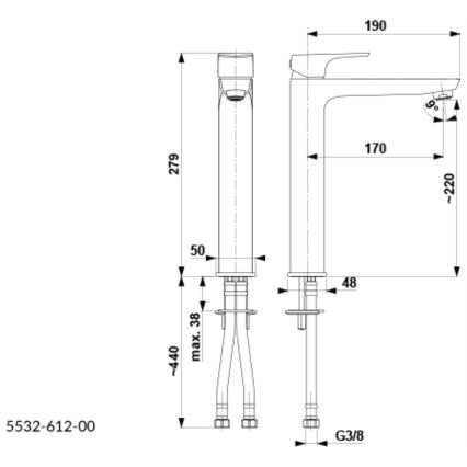KFA Armatura 5532-612-81 - Praustuvo čiaupas MOKAIT 27,9 cm žalvaris/matinė juoda
