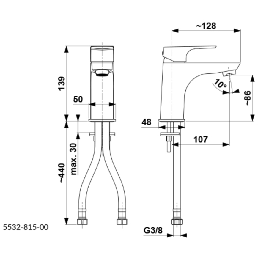 KFA Armatura 5532-815-00 - Praustuvo čiaupas + kriauklės nuotekų sistema su pertekliumi MOKAIT 13,9 cm blizgus chromas