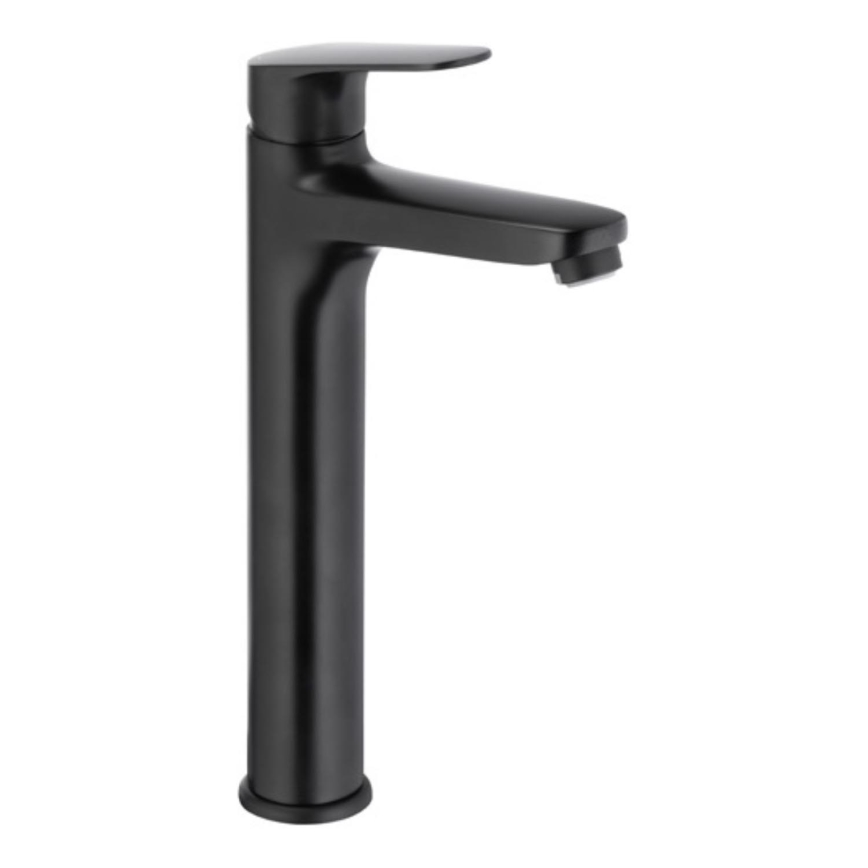 KFA Armatura 5552-712-81 - Praustuvo čiaupas + kriauklės nuotekų sistema su pertekliumi OTAVA 30,2 cm matinė juoda