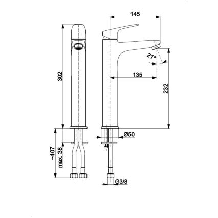 KFA Armatura 5552-712-81 - Praustuvo čiaupas + kriauklės nuotekų sistema su pertekliumi OTAVA 30,2 cm matinė juoda