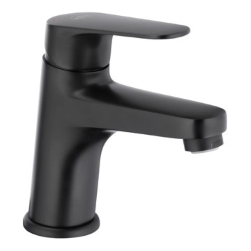 KFA Armatura 5552-815-81 - Praustuvo čiaupas + kriauklės nuotekų sistema su pertekliumi OTAVA 15 cm matinė juoda
