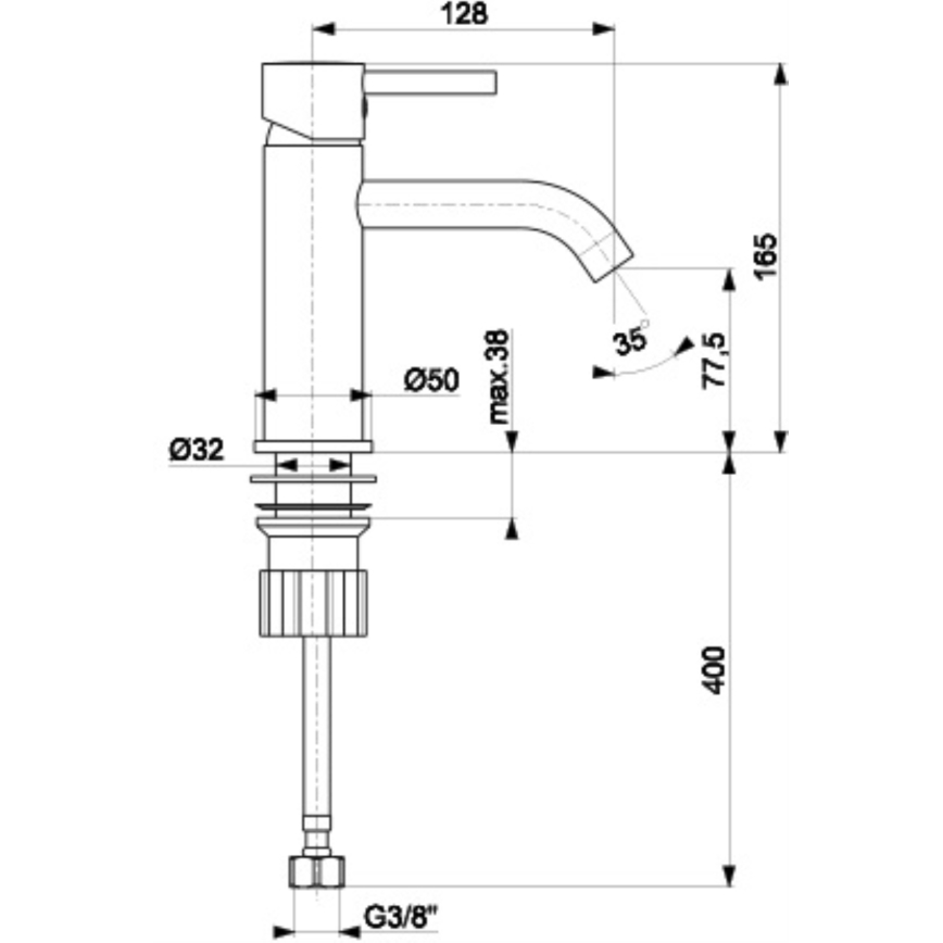 KFA Armatura 5822-815-81 - Praustuvo čiaupas + nuotekos NEDA 16,5 cm žalvaris/matinė juoda