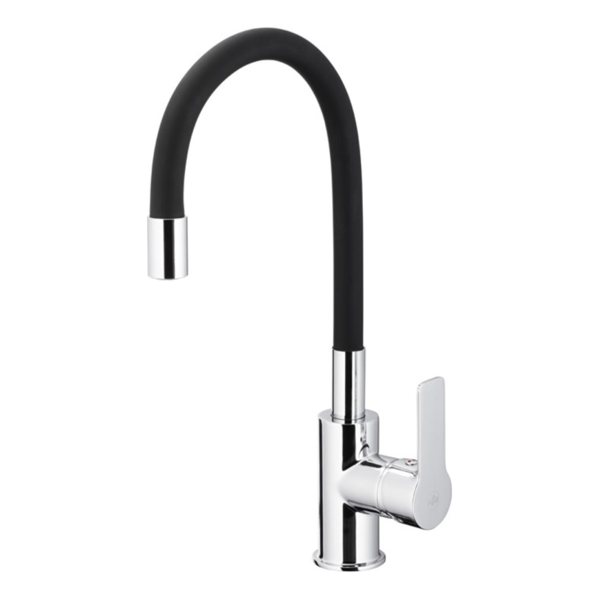 KFA Armatura 6553-915-00 - Kriauklės čiaupas su lanksčia rankena RUMBA 40,5 cm juoda/blizgus chromas