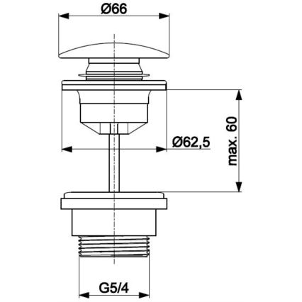 KFA Armatura 660-310-81 - Kriauklės atliekų surinkėjas CLICK-CLACK diametras 6,6 cm žalvaris/matinė juoda
