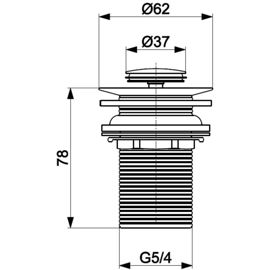 KFA Armatura 660-353-81 - Kriauklės nuotekų sistema be perviršio CLICK-CLACK diametras 6,2 cm žalvaris/matinė juoda