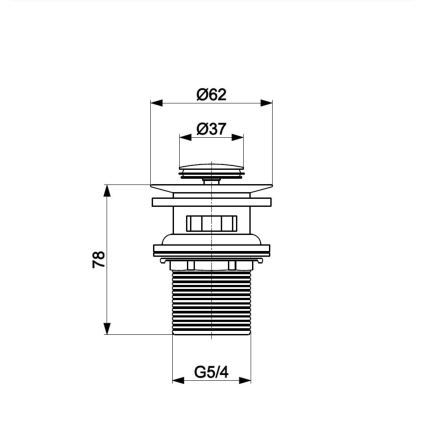 KFA Armatura 660-354-81 - Kriauklė kriauklės nuotekų sistema su pertekliumi CLICK-CLACK diametras 6,2 cm žalvaris/matinė juoda