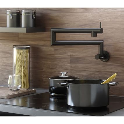 KFA Armatura 6623-030-81 - Virtuvinis čiaupas su jungtimi DUERO POT FILLER nerūdijantis/matinė juoda
